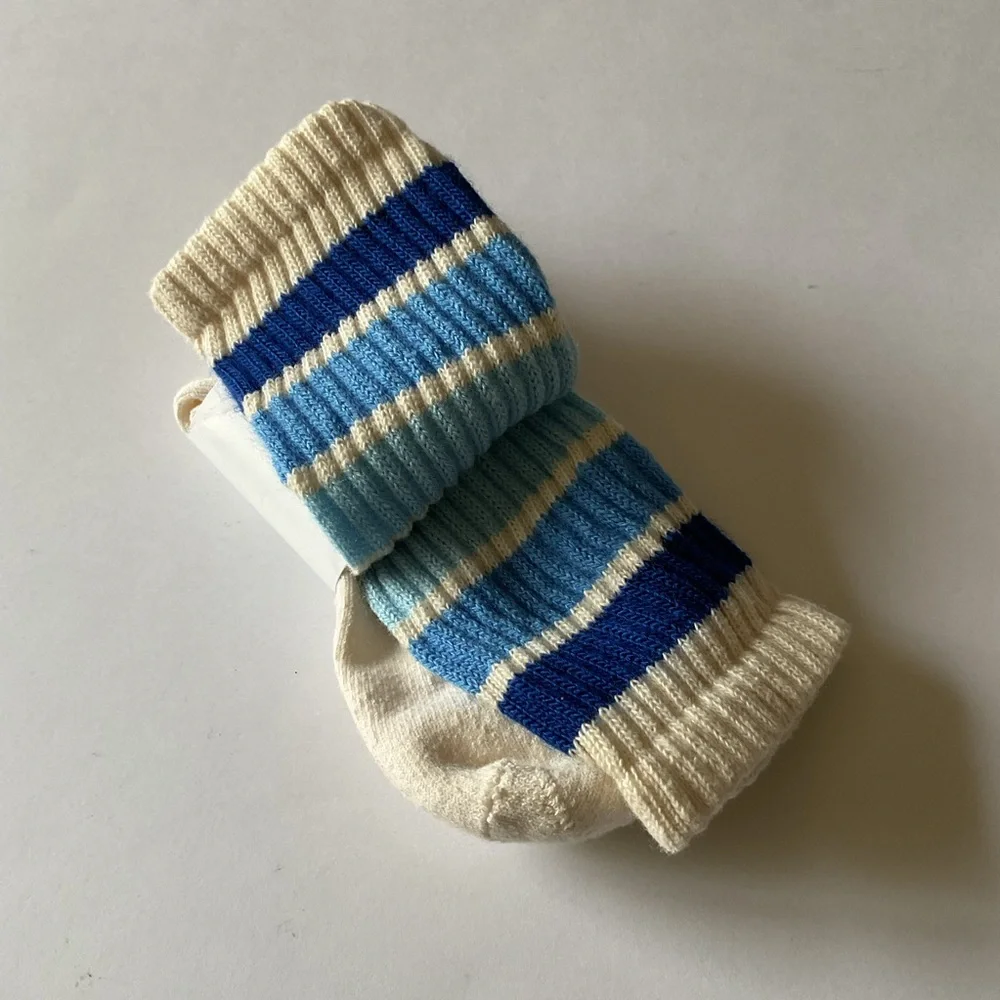 AMERICAN TRENCH RETRO BIRTHDAY STRIPE SOCKS BLUE MULTI OS NWT